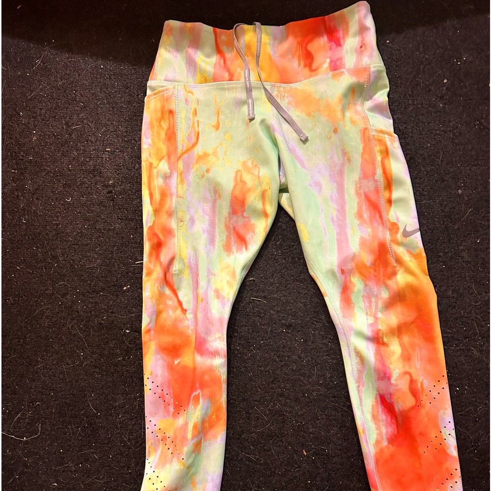 Multi-colored Nike running tights size M, ankle length